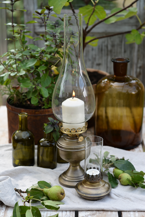 Lantern - Candlestick - Candle lantern 52 cm - Brass colour - 5
