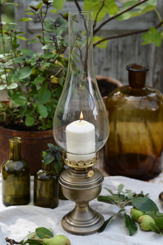 Lantern - Candlestick - Candle lantern 52 cm - Brass colour - 3