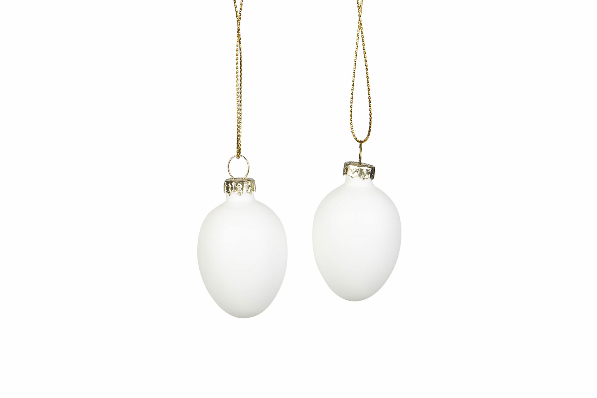 Glass eggs - Easter eggs - Eggs with hangers - White - 6-pack - 2
