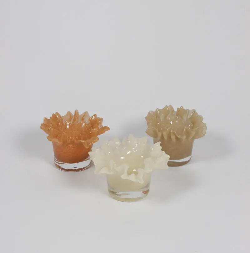 Lantern - Candle holder - Candlestick - Candle cup Peach - Glass - 14x10 cm - 7