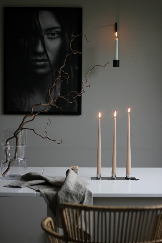 Wall candle holder - Hanging candle holder - Hanging candle holder - Crown candle/Tealight - Black - 30 cm - 4