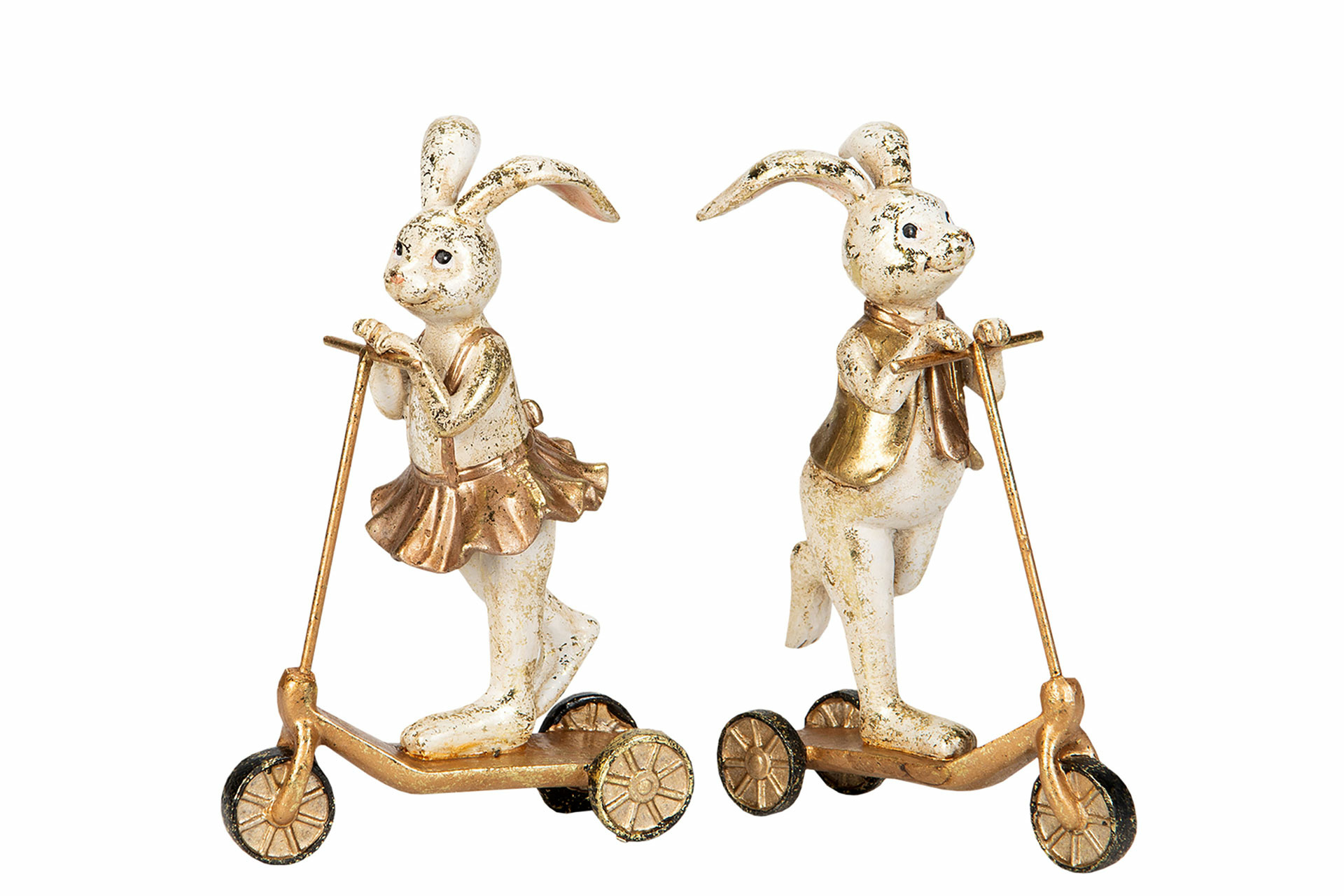 Rabbits on scooters - Girl/Boy 11x6.5x17.5 cm - 2-pack - 2
