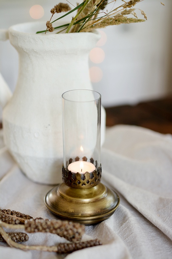 Lantern - Candlestick - Lamp for tea lights - Antique Brass - 4