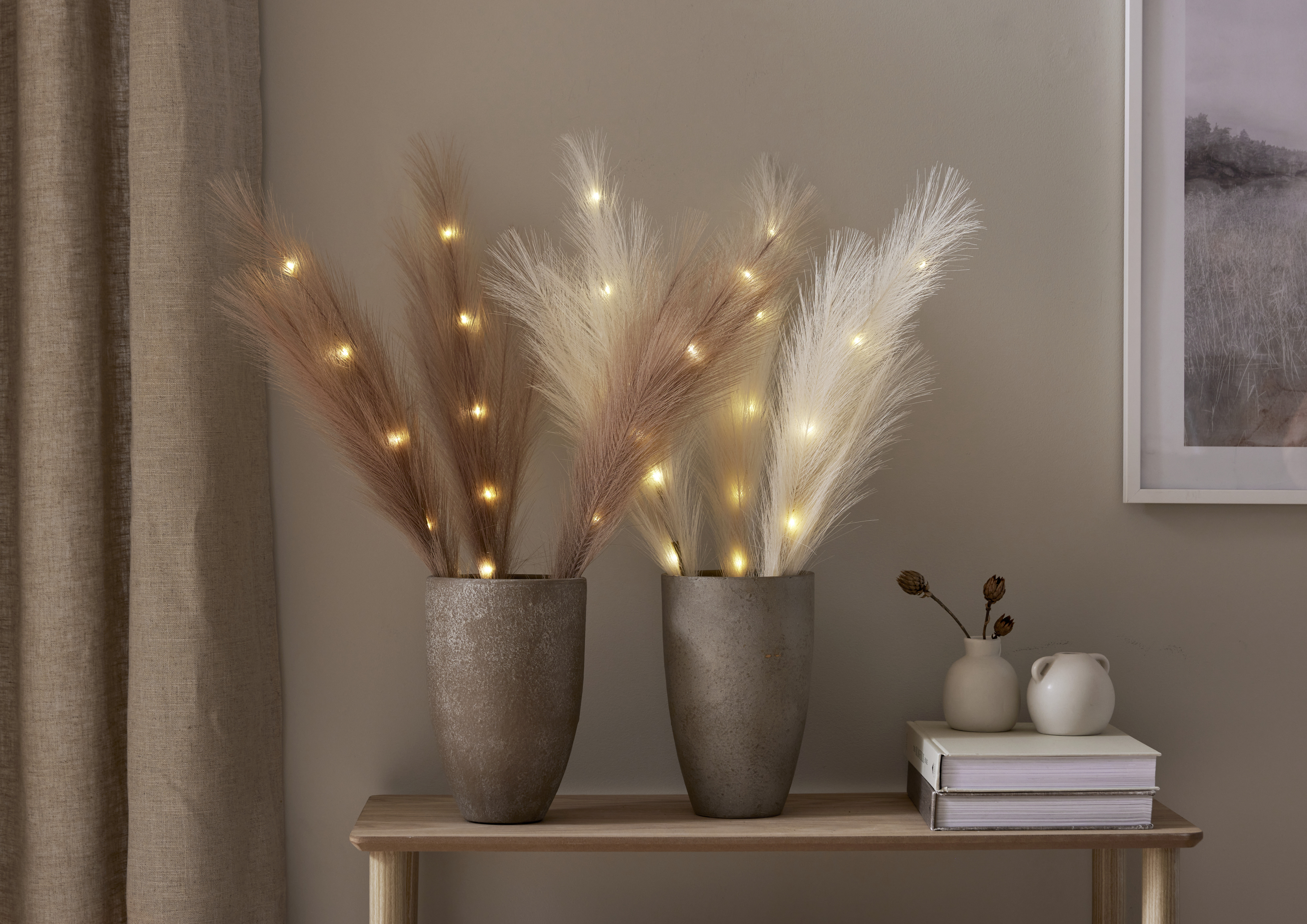 Decorative Feathers Branches - 65 cm - Beige - 3 pcs - 10
