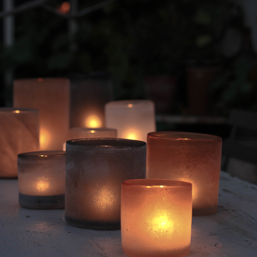 Lantern - Candlestick - Frost - Amber - Medium - 13