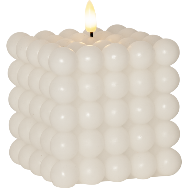 Battery-powered candle with timer - LED - Block candle - White - Large - 2