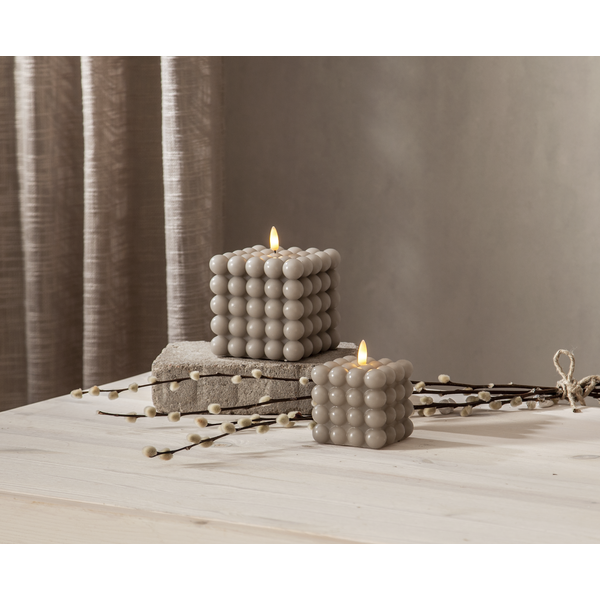Batteriljus med timer  - Led - Blockljus - Grå - Large  - 10