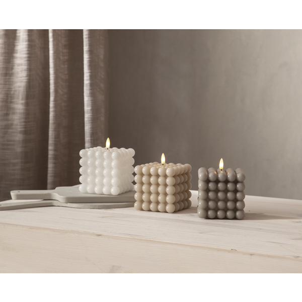 Batteriljus med timer  - Led - Blockljus - Grå - Large  - 4