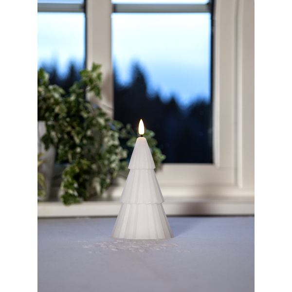 Battery light with timer - LED - Fir tree - White - 18 cm - 5