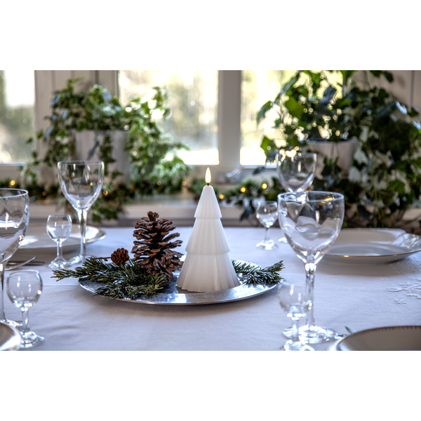 Battery light with timer - LED - Fir tree - White - 18 cm - 3