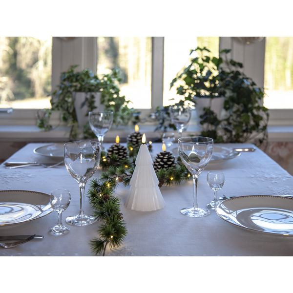 Battery light with timer - LED - Fir tree - White - 18 cm - 4