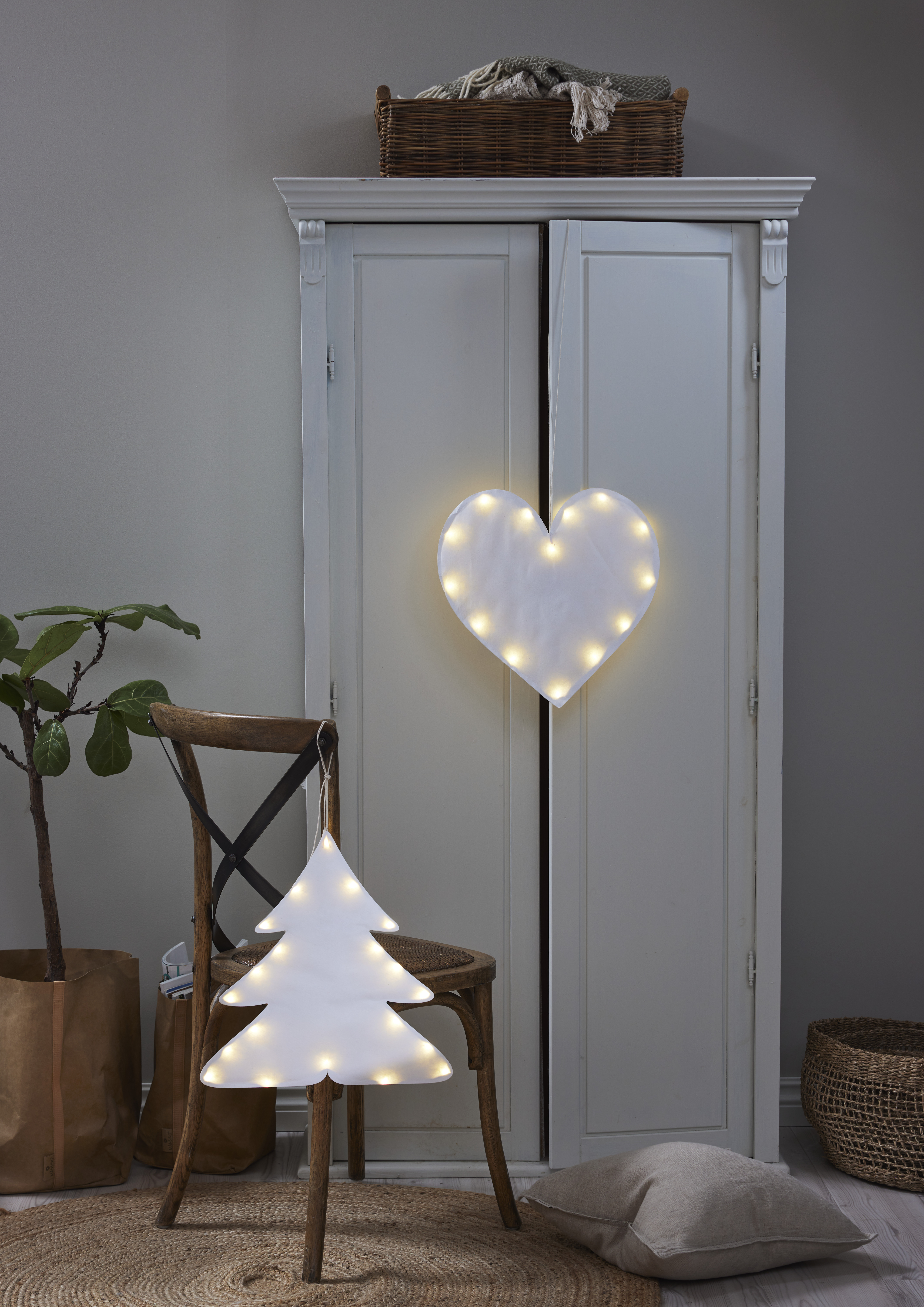 Heart - Paper - LED - Hanging decoration - Timer - 40x40 cm - 2