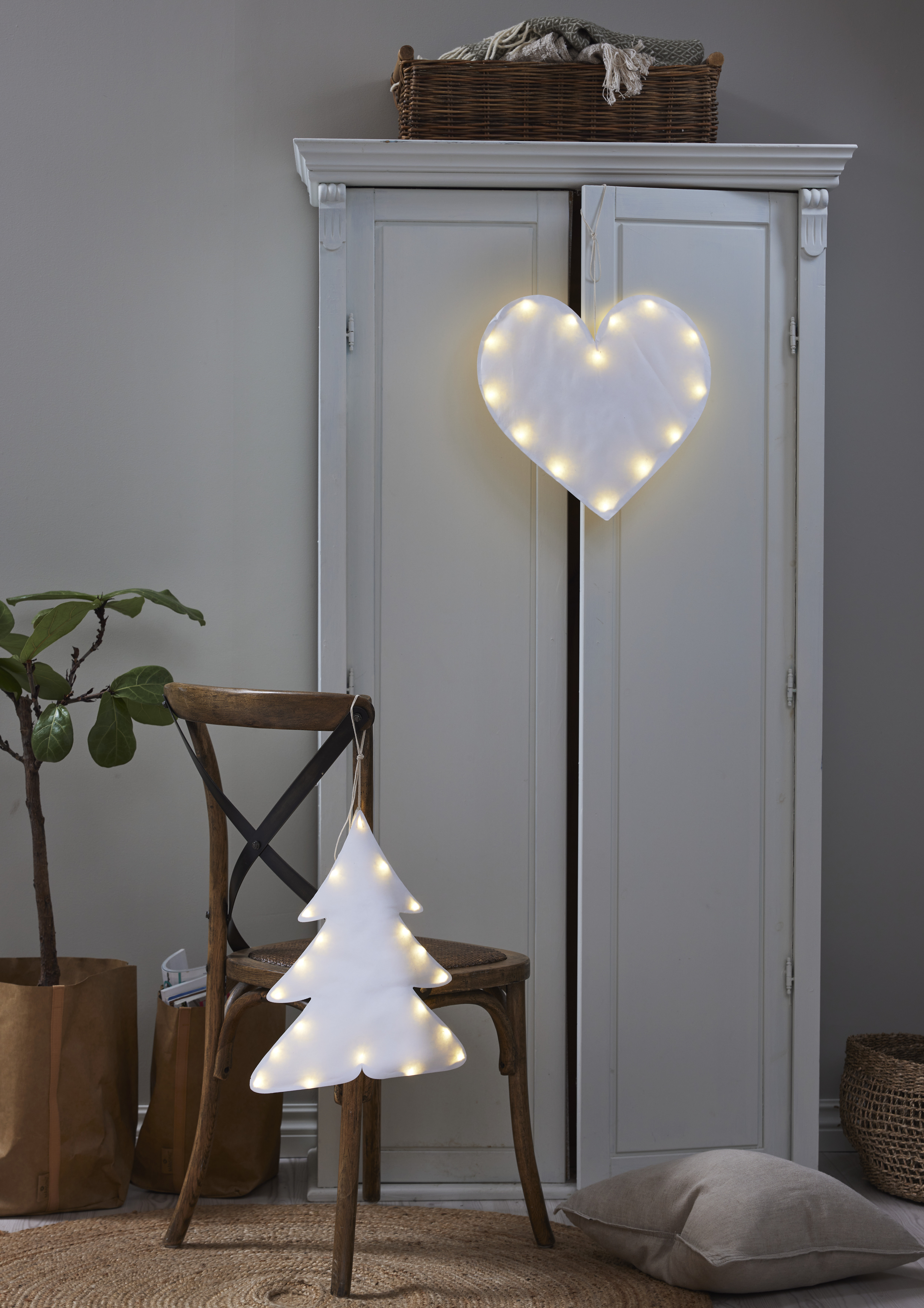 Heart - Paper - LED - Hanging decoration - Timer - 40x40 cm - 4