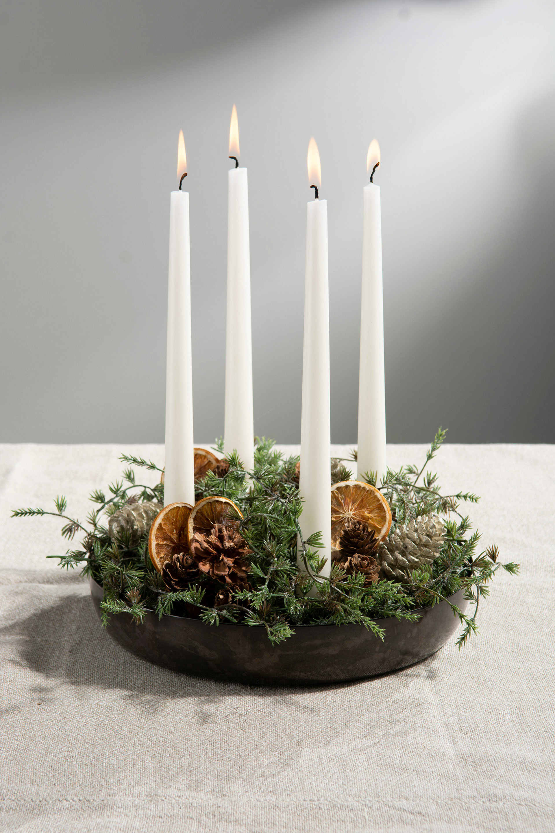 Candle tray with holders - Grey Onyx 27x4 cm - 2
