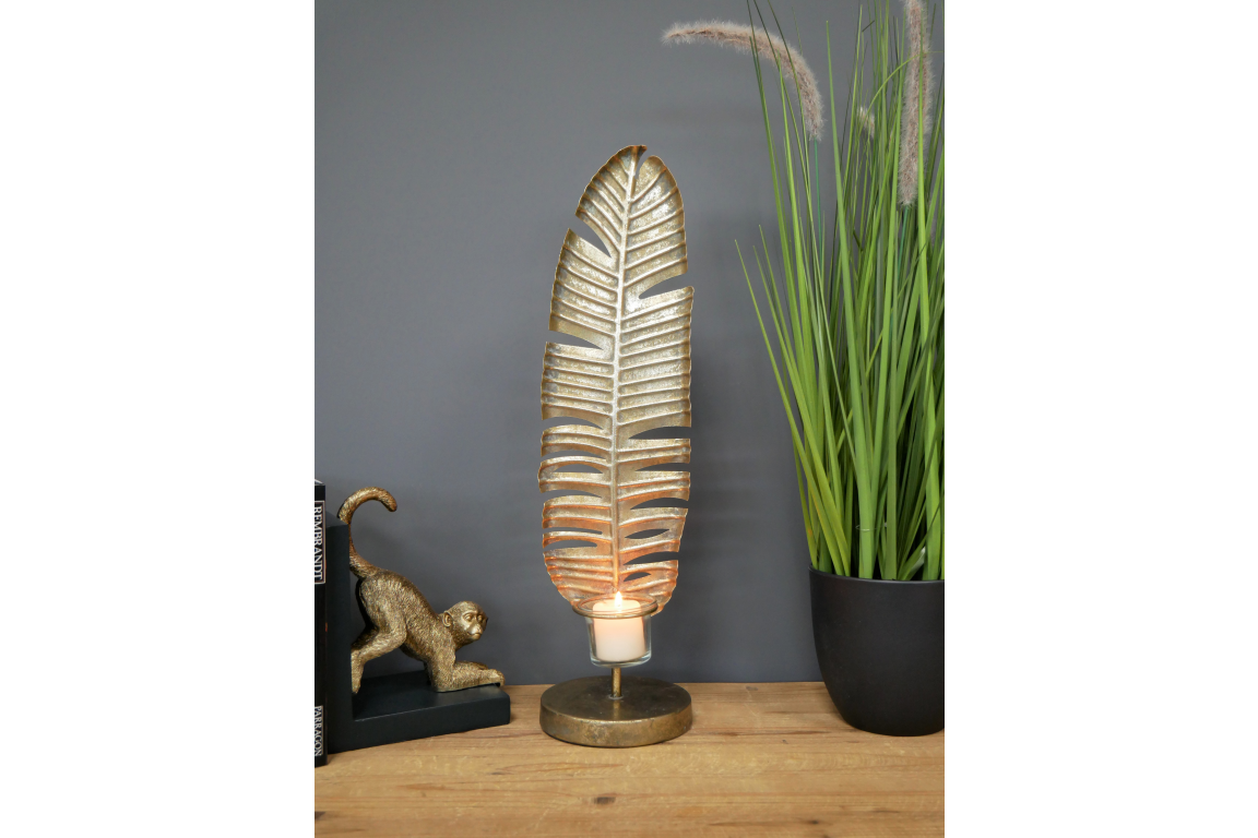 Ljusstake - Ljushållare - Löv - 48 cm - 2