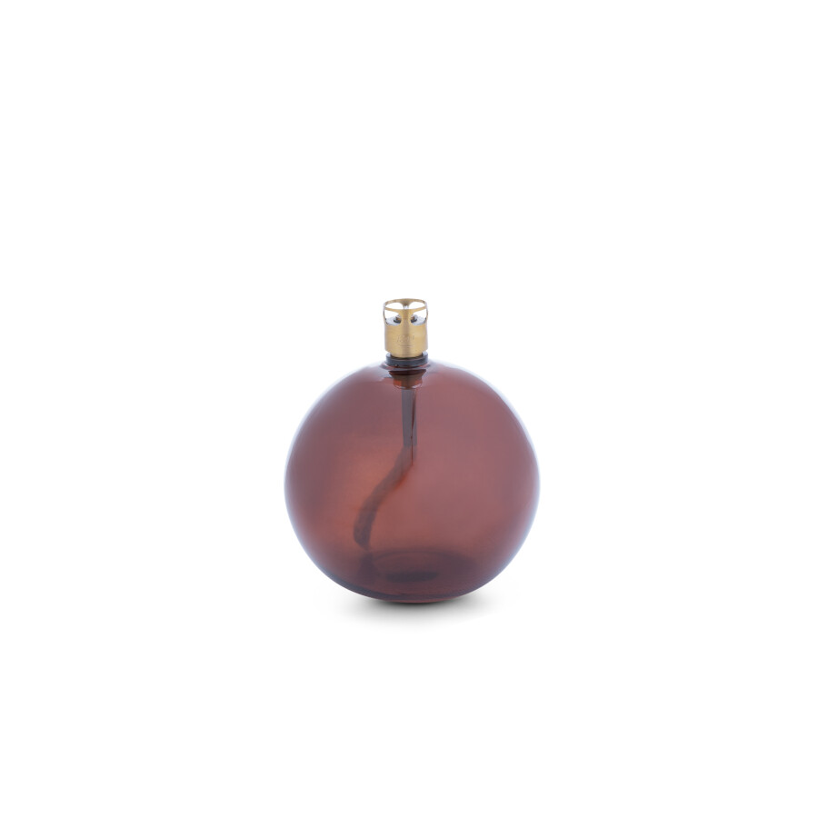 Oil lamp glass - Round - Brown/Cognac - Ø9 cm - 3