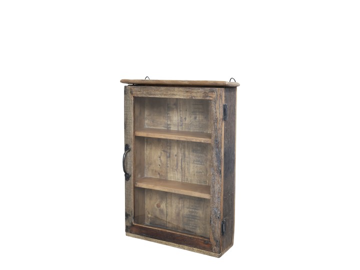 Väggskåp - Skåp med hyllor - Återvunnet trä - H60/L40/B13 cm - 2