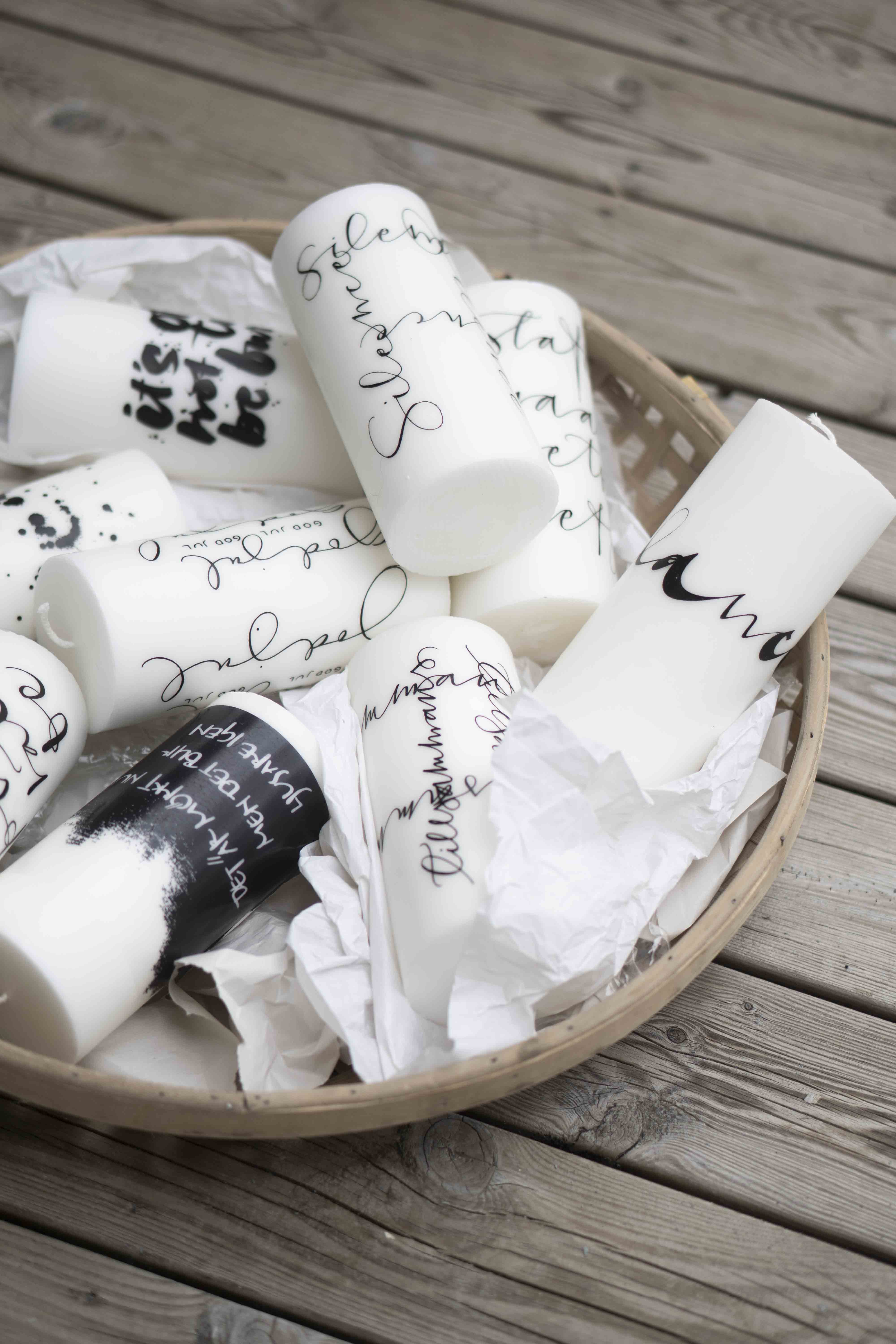Block candle - It's dark - Ylva Skarp 15 cm White/Black - 5