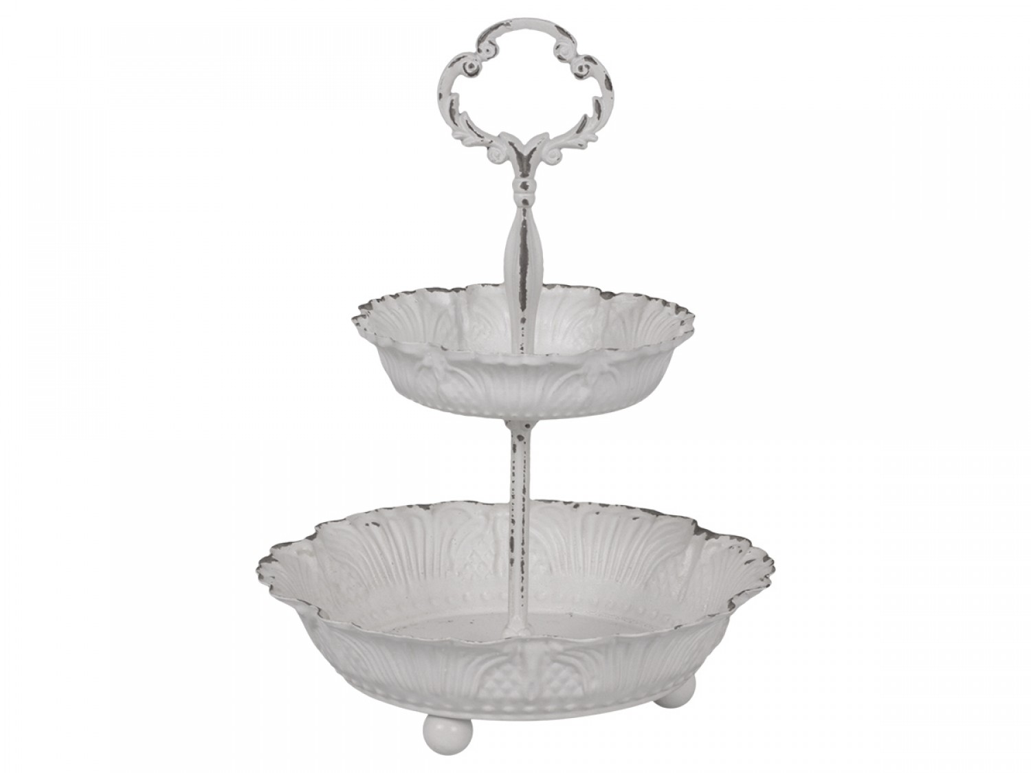 Våningsfat - Kakfat - 2 vån - 25 cm  - Metall Antikvit - 2