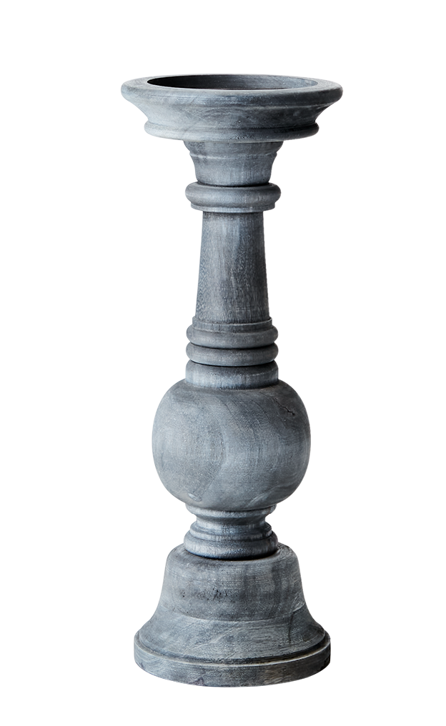 Handgjord ljusstake - Återvunnet trä - Grå - 16x42 cm - 2