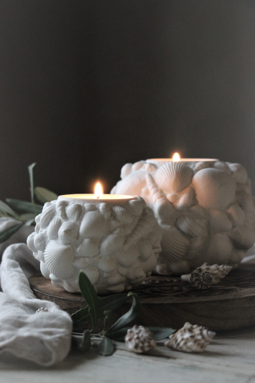 Candlestick - Candle holder - Shells - Large - 13x13 cm - 2