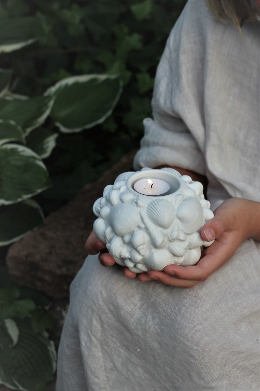 Candlestick - Candle holder - Shells - Large - 13x13 cm - 4