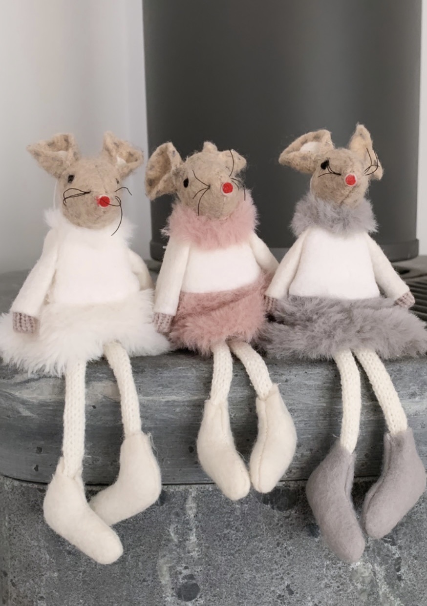 Christmas mouse with pendant - Pastel - 15 cm