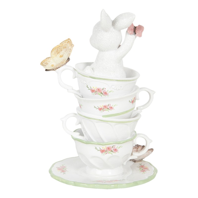 Rabbit in coffee cups - White - 20 cm - 5