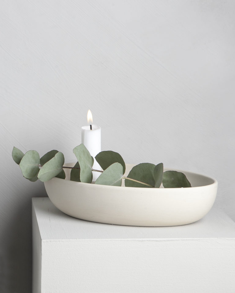 Lidatorp Beige oval candle holder - 21x14x4 cm - 6