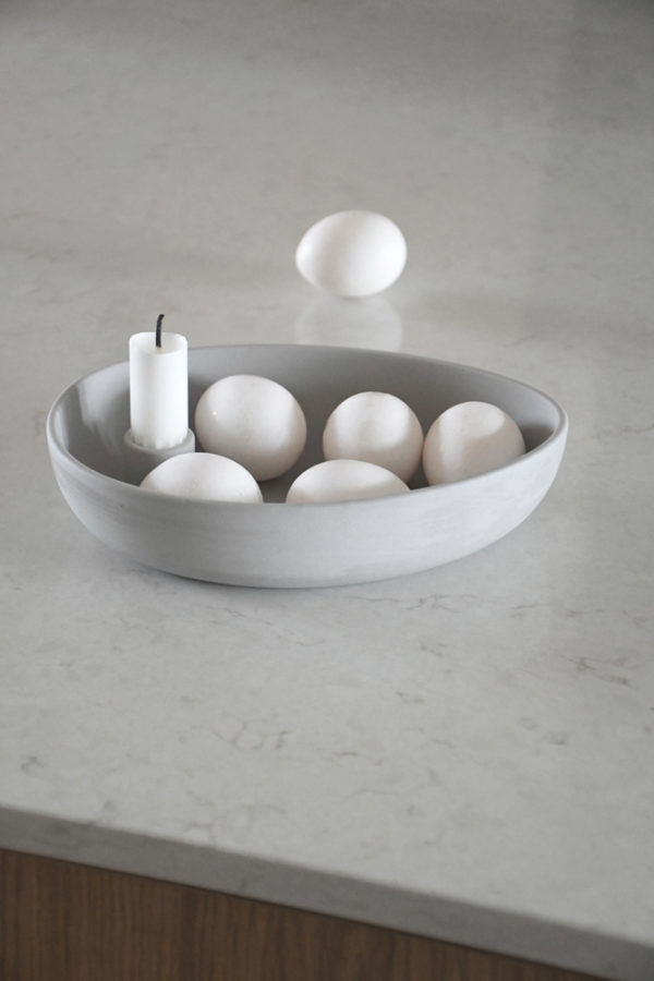 Lidatorp Light grey oval candle holder - 21x14x4 cm - 5