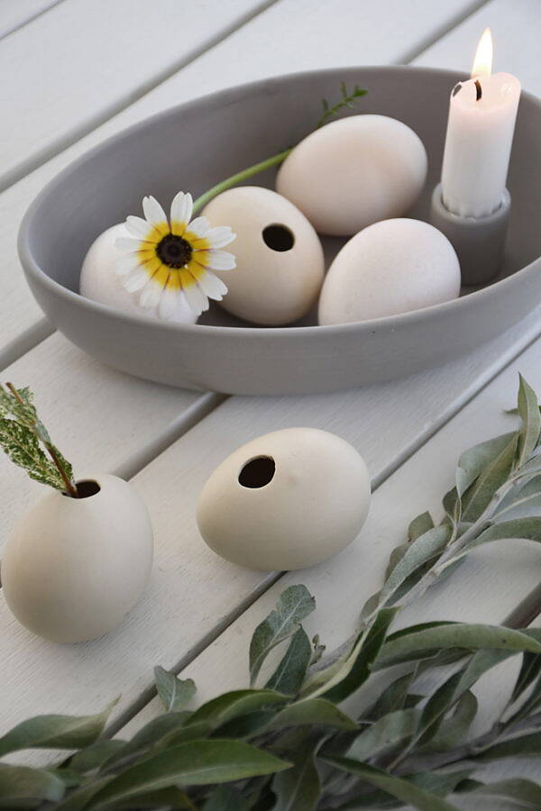 Lidatorp Light grey oval candle holder - 21x14x4 cm - 2