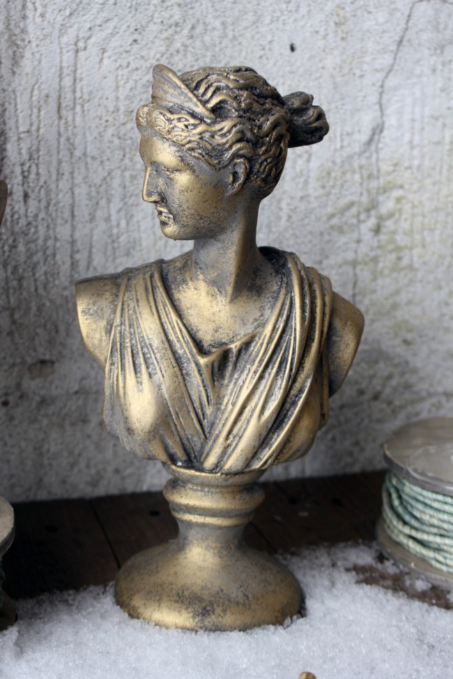 Statue/Bust - Lady - Black/Gold Antique - 30 cm