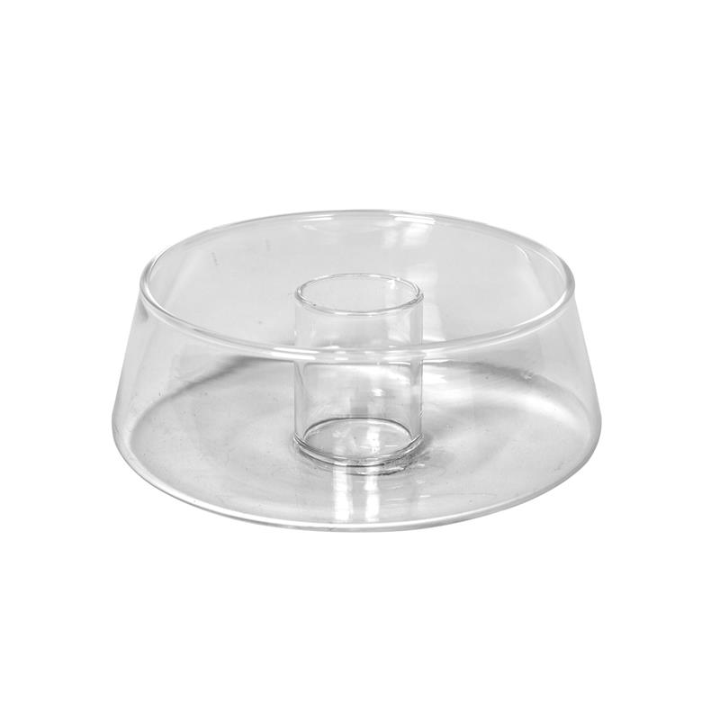 Ljusstake - Glas - Rund låg - 10 cm - 2