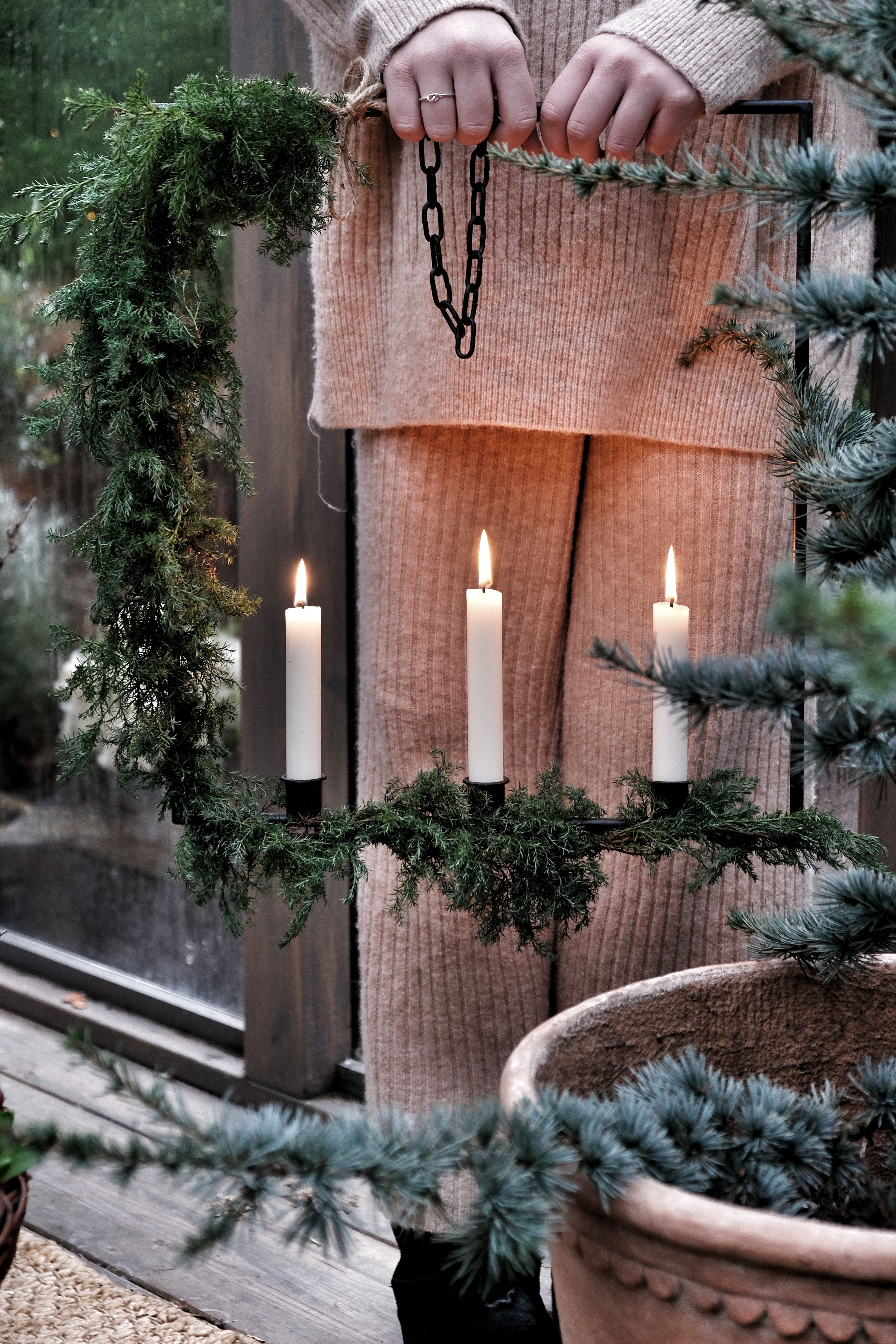 Candle ring - Hanging candle holder - Square - 47 cm - 2