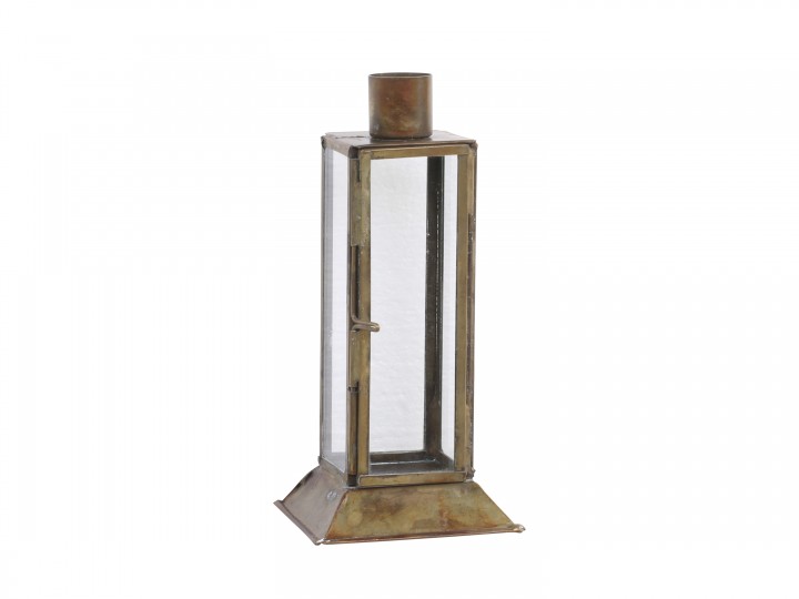 Candlestick with glass - Antique brass - 2