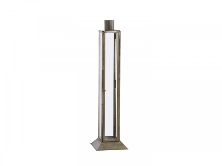 Candlestick with glass - Antique brass - 5