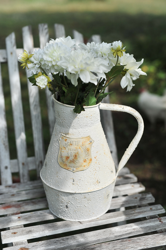 Kanna - Mjölkkanna med emblem - Antikvit - Metall - 34 cm - 8