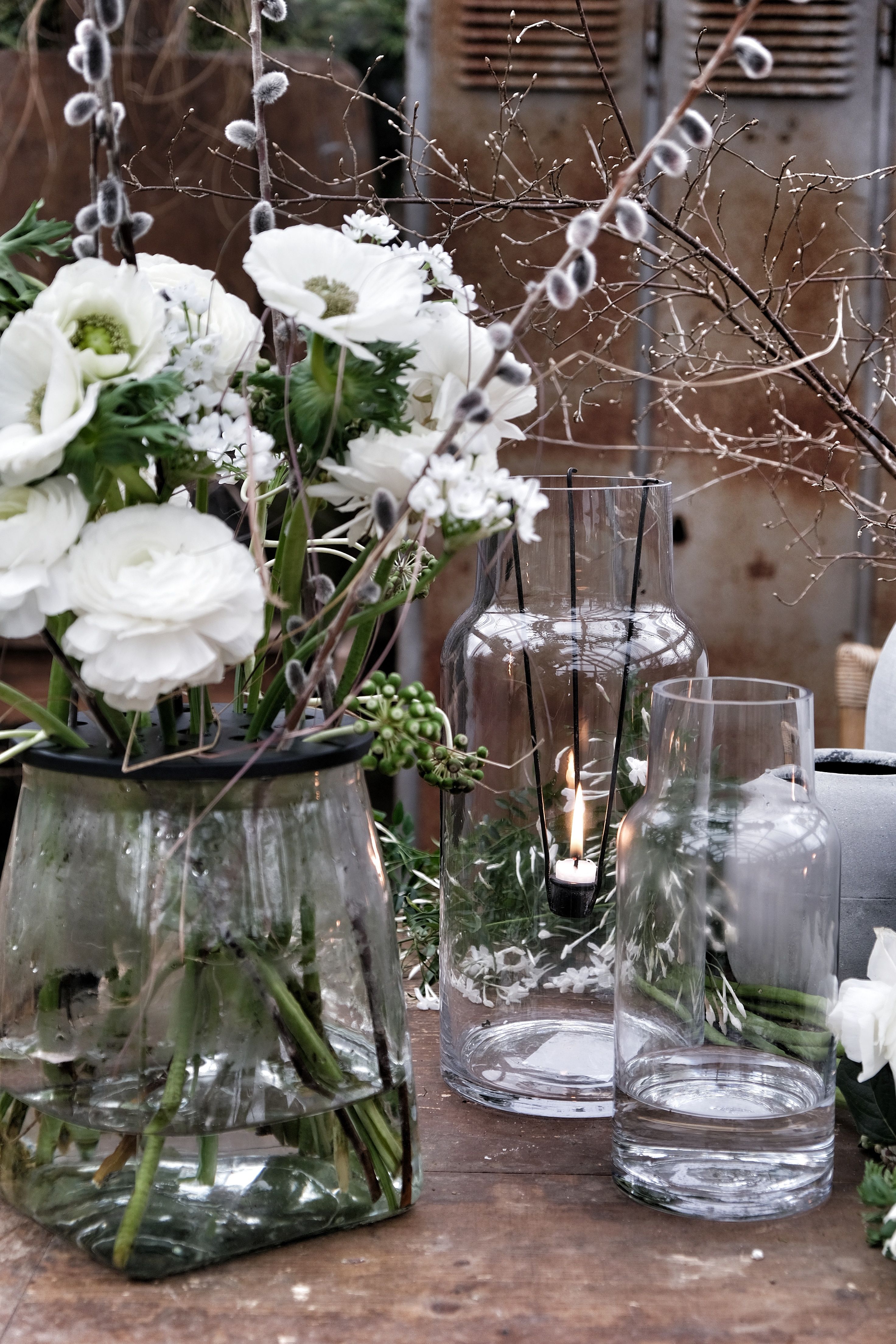 Glass lantern - Glass vase - Lantern - Clear - 34 cm - 12