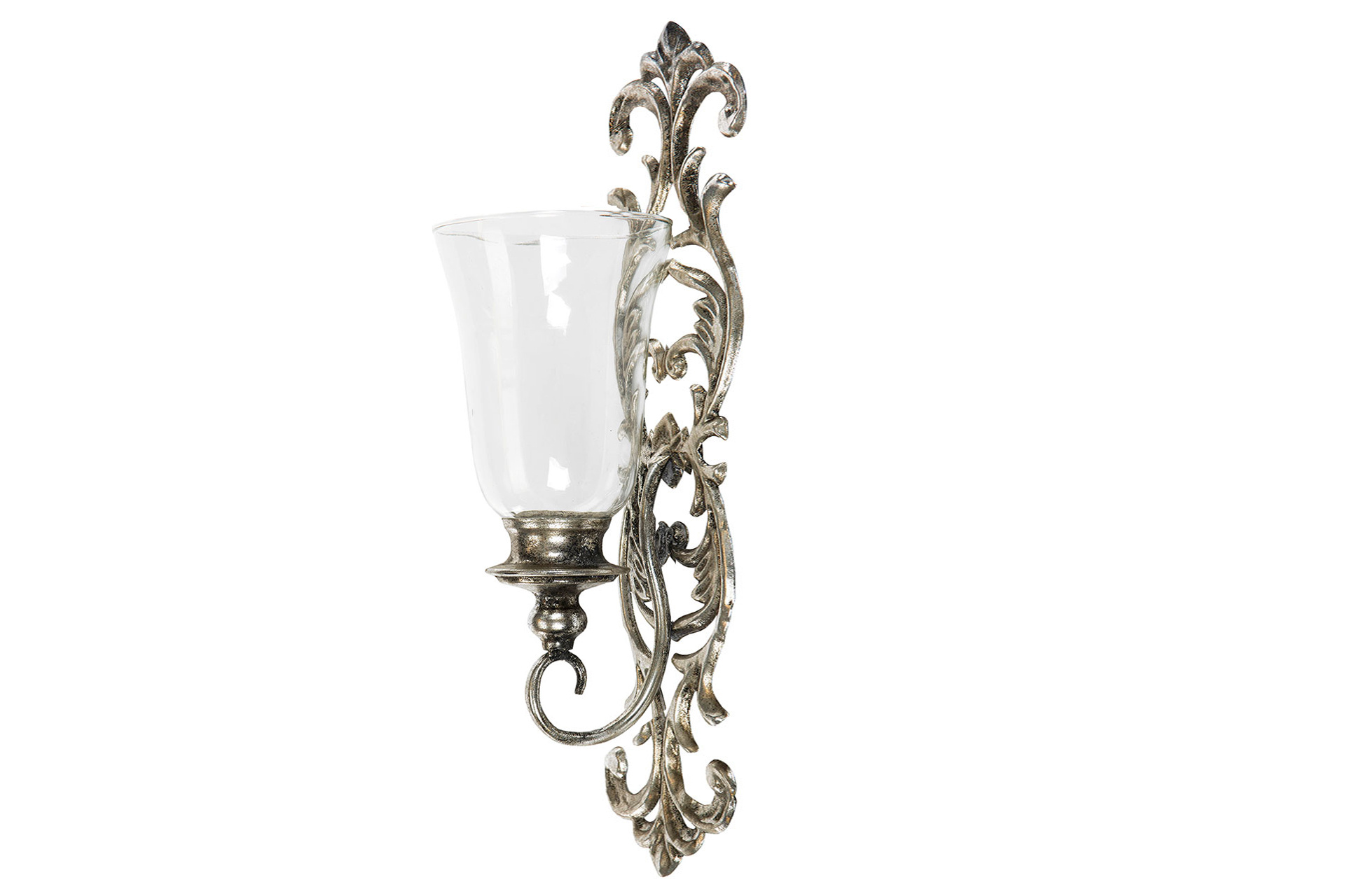 Candle holder/Wall - Candle lamp - Wall candle holder - Antique silver - 14.5x16x52 cm - 2