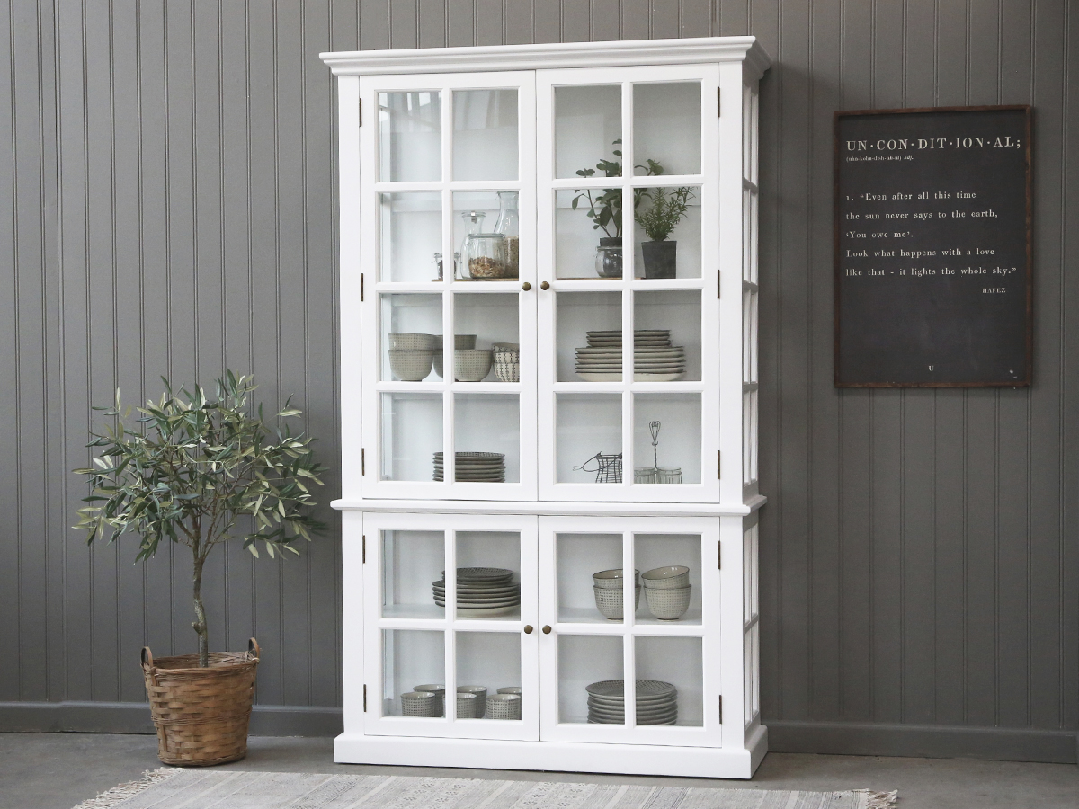 Marseille Display Cabinet with 4 doors and shelves - H196/L120/W40 cm - White - 3