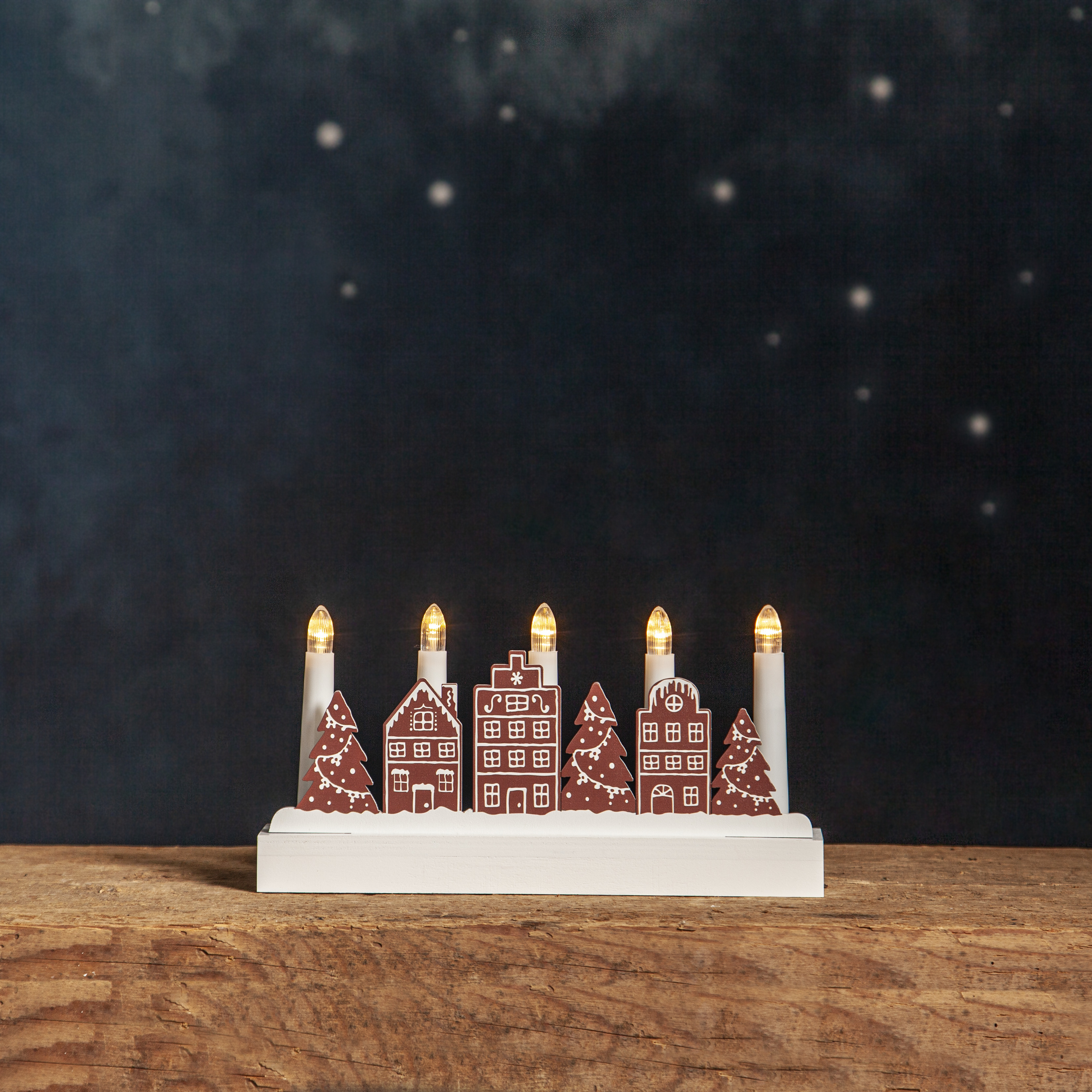 Candle holder - Advent candle holder - Gingerbread house - 28x14.5 cm - 2