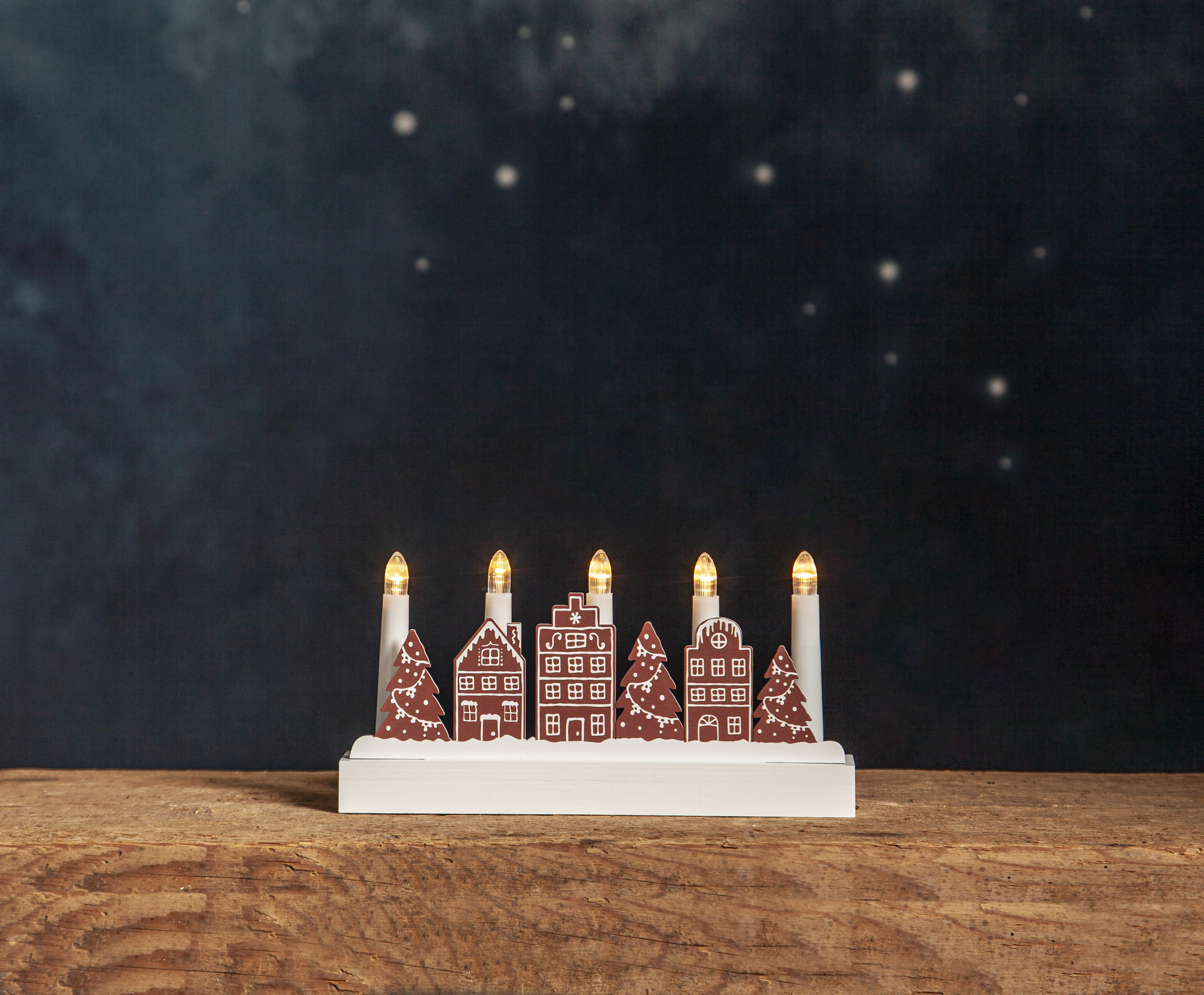 Candle holder - Advent candle holder - Gingerbread house - 28x14.5 cm - 3