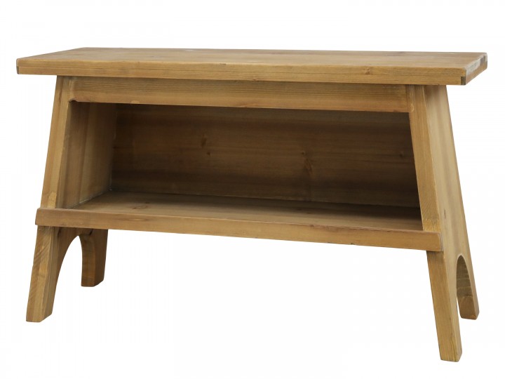Bänk med hylla - Granträ - 80x48,5x30 cm - 3