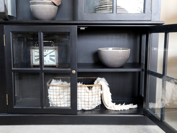 DISPLAY CABINET / CABINET WITH BLACK GLASS PANELS - 8