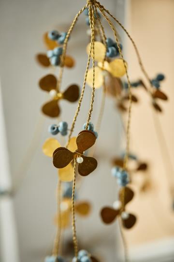 Mistletoe with wooden beads - Brass - 38x13 cm - 4