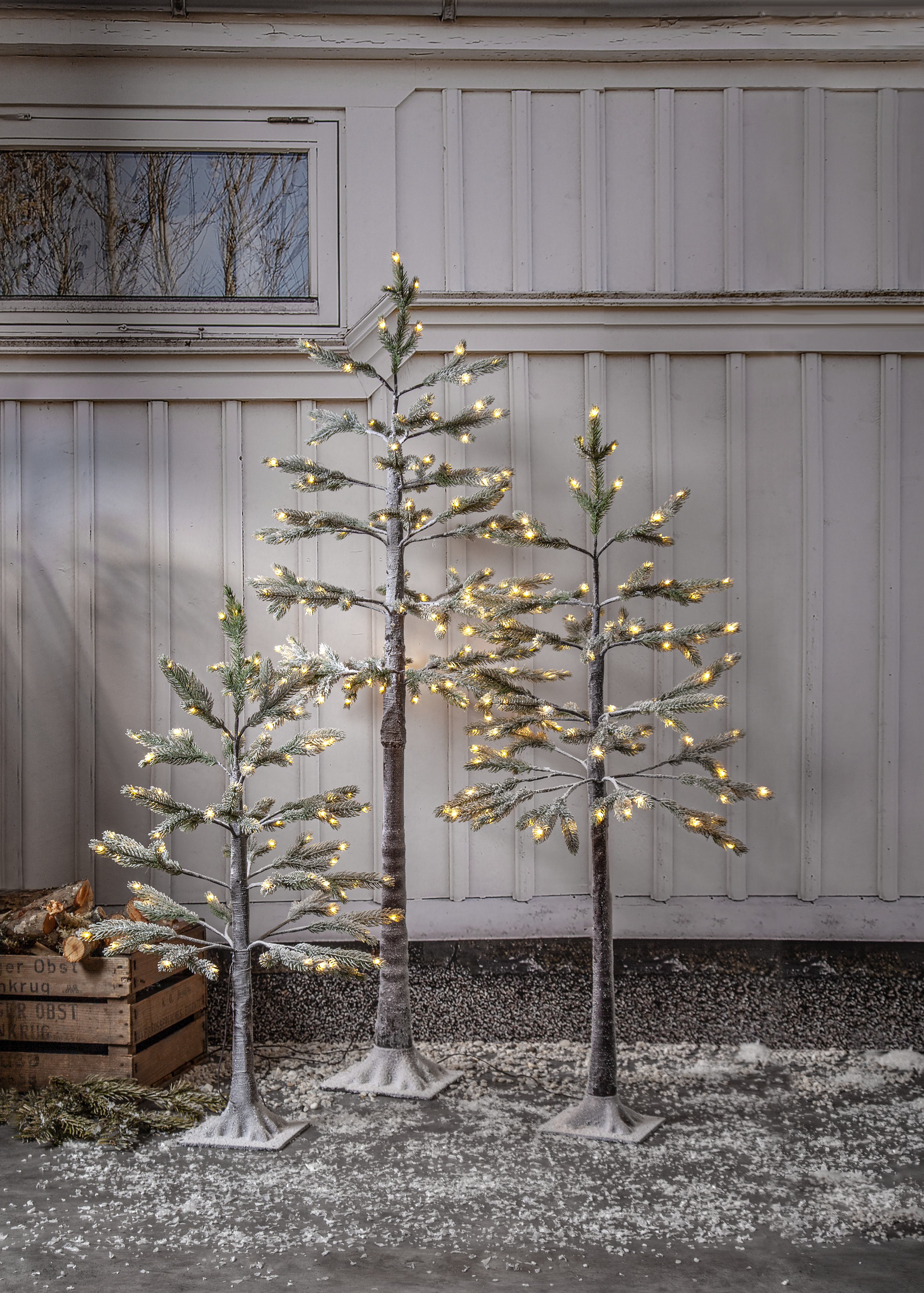 Julgran med snö - LED -  155 ljus - 150 cm - 2