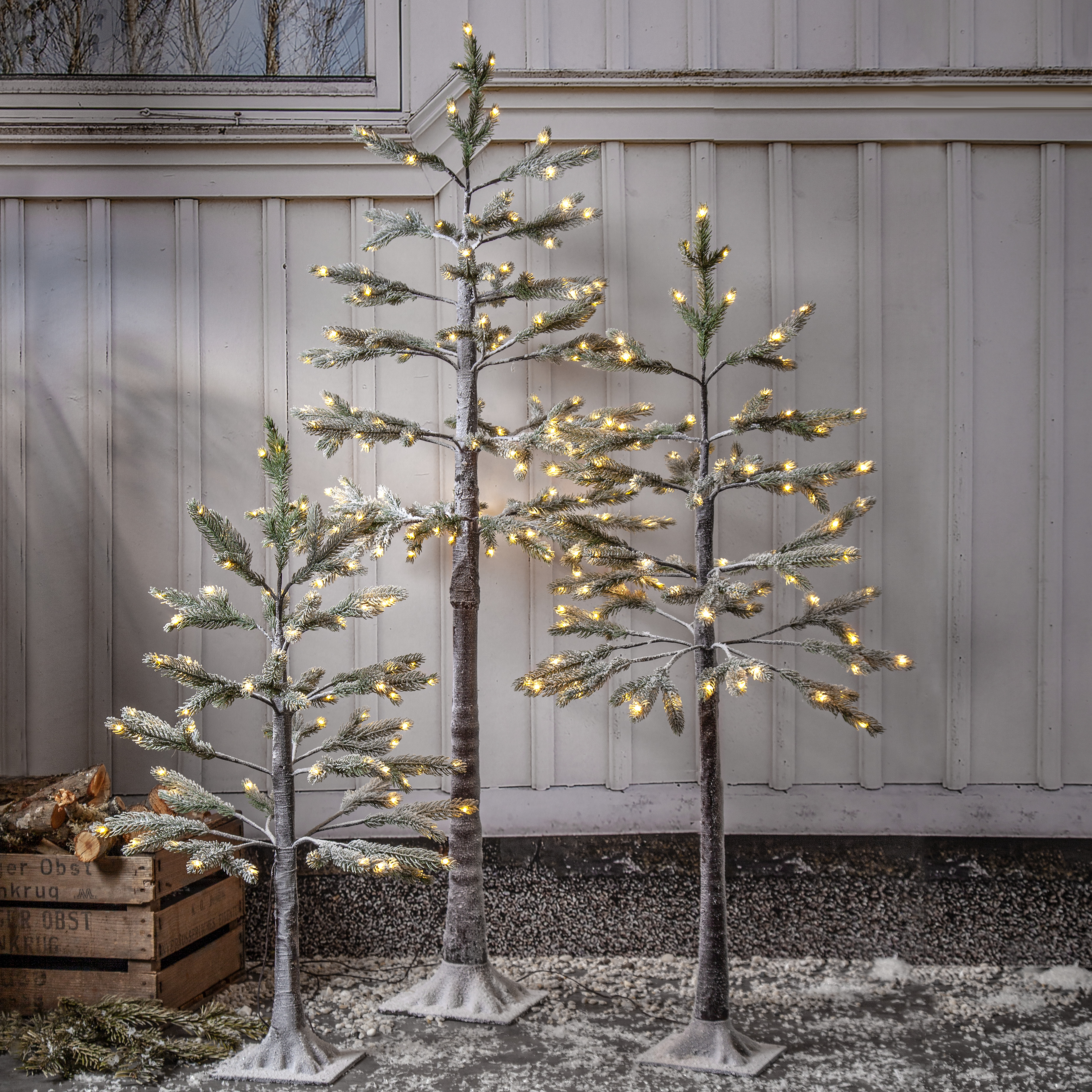Julgran med snö - LED -  155 ljus - 150 cm - 3