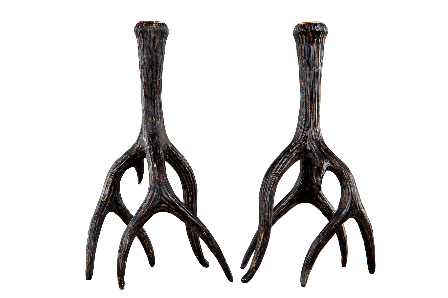 Candlestick Renhorn Dark Brown Poly - 17x29 cm - 3