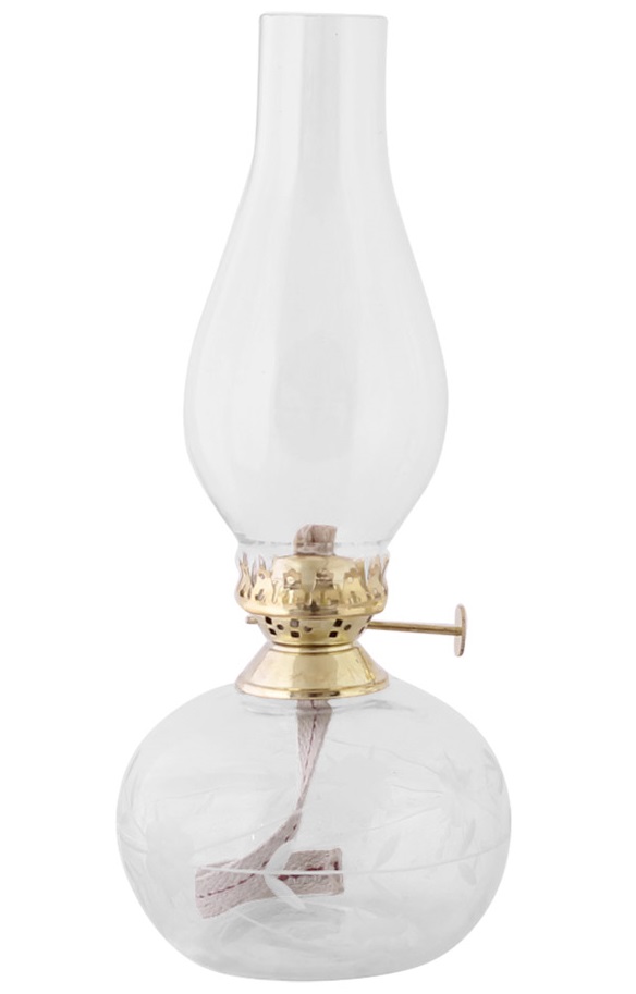 Oval Kerosene Lamp - Glass - Clear - Leaves - 5