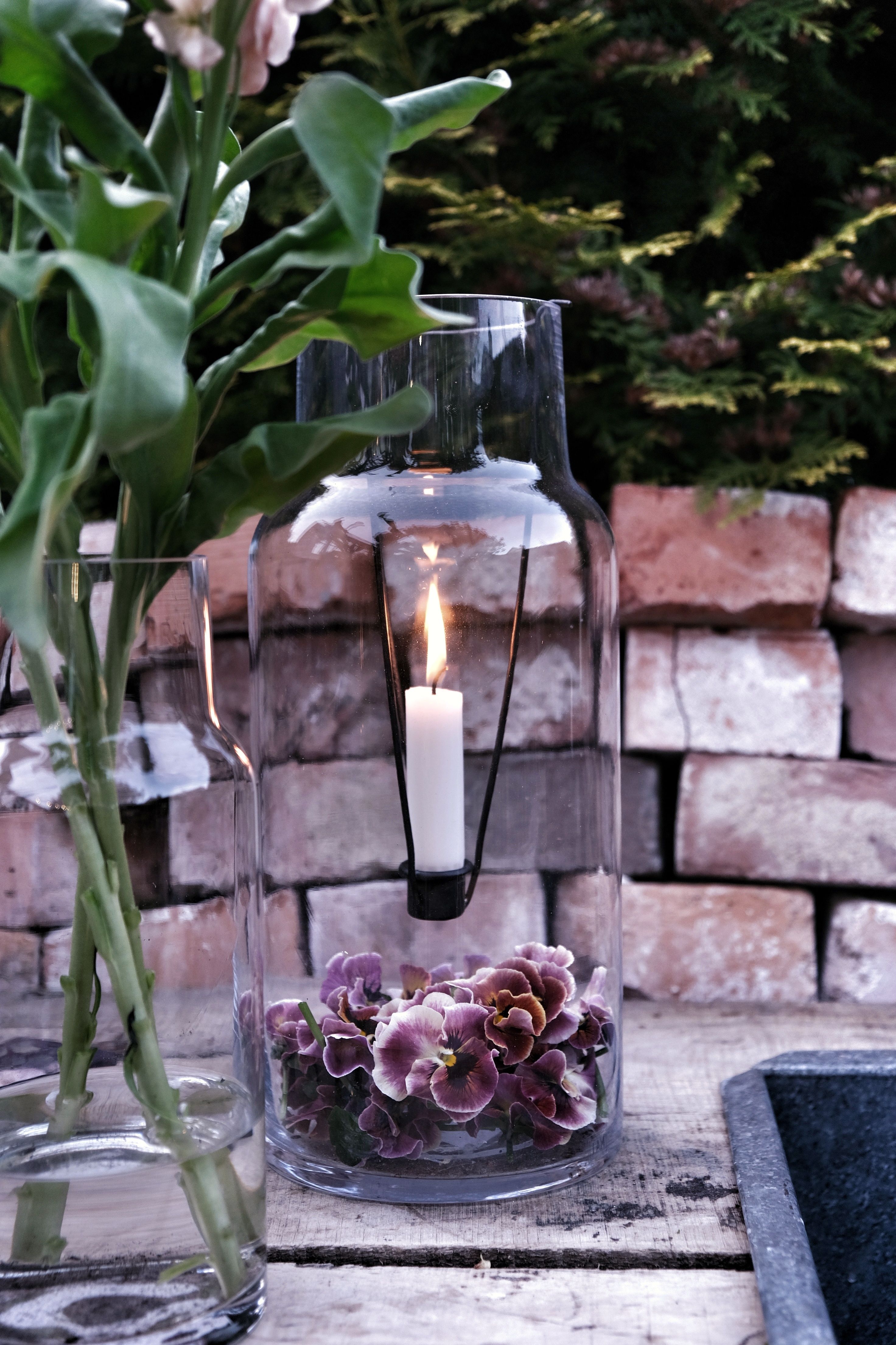 Glass lantern - Glass vase - Lantern - Smoke - 34 cm - 3